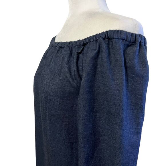 Rag & Bone Chambray Denim Off-Shoulder Mini-Dress Small Dark Blue - Picture 8 of 14